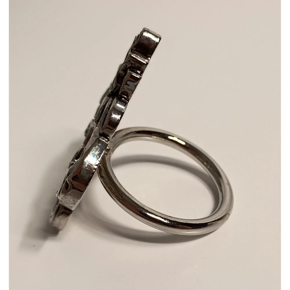 8 Fleur de Lis Silver Metal Napkin Ring‎ Holders Fancy Elegant Dining